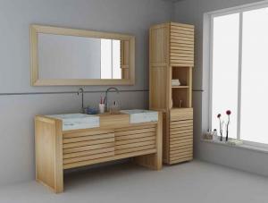 Colonne étagère de salle de bains IBIZA avec tiroir en teck