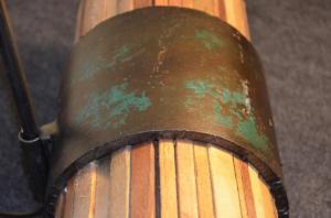 Lampe cylindrique en teck ancien
