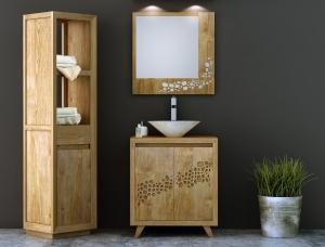 Miroir de salle de bain en teck Sarane L70 x H70