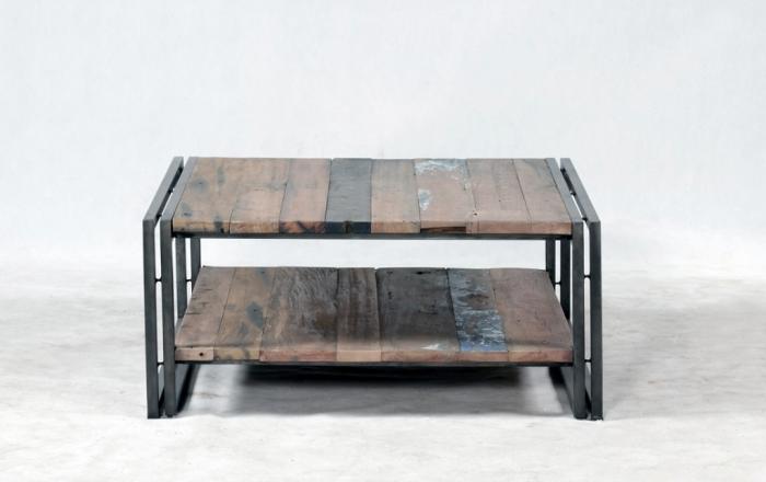 Table basse carrée 2 plateaux EVASION 80cmx80cm